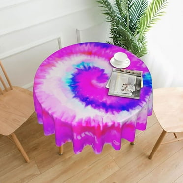 Pink And White Tie Dye Tablecloth Marble Print Retro Round Table Cloth For Wedding Birthday Party Table Cover Table Decoration
