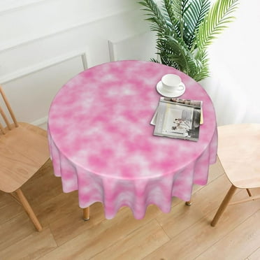 Pink And White Tie Dye Tablecloth Marble Print Retro Round Table Cloth For Wedding Birthday Party Table Cover Table Decoration