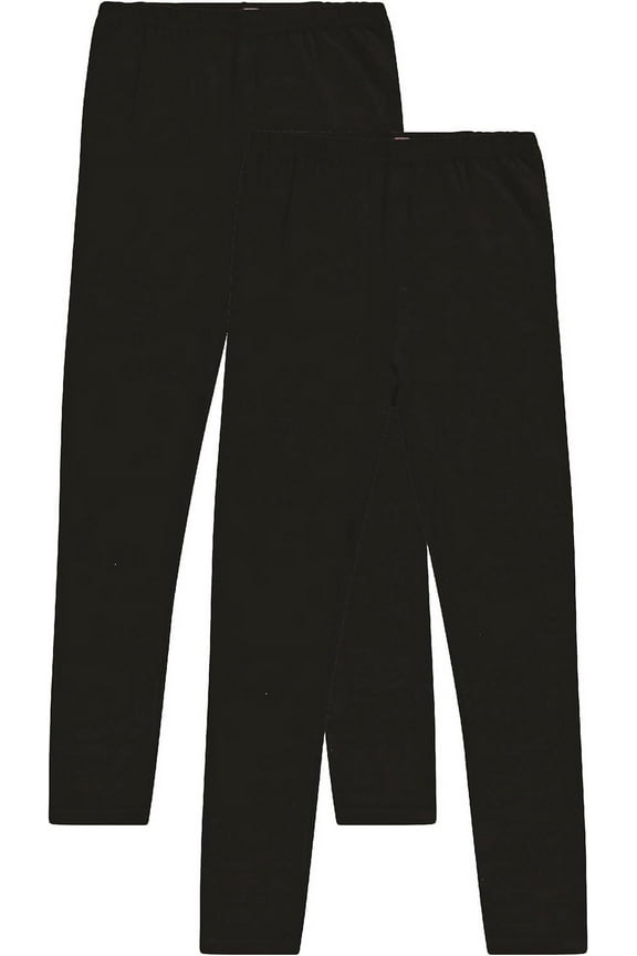 2-Pack Girls Cotton Spandex Stretch Leggings for School, Dance, Yoga, Ballet