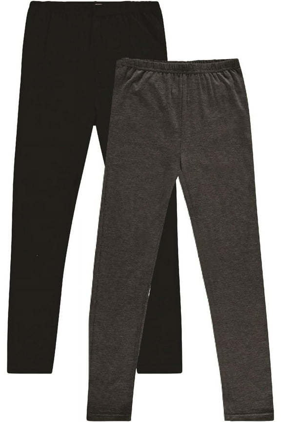 2-Pack Girls Leggings: Cotton Spandex Stretch Pants for Kids – School, Dance, Yoga, and Ballet