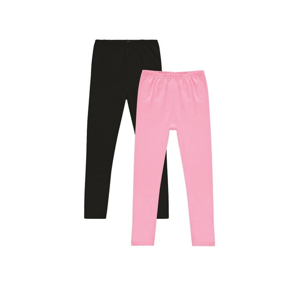 Pink Angel 2-Pack Girls Leggings: Cotton Spandex Stretch Pants for Kids – School, Dance, Yoga, and Ballet