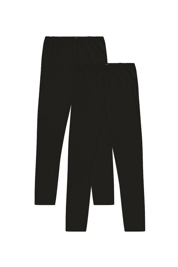 2-Pack Girls Leggings: Cotton Spandex Stretch Pants for Kids – School, Dance, Yoga, and Ballet