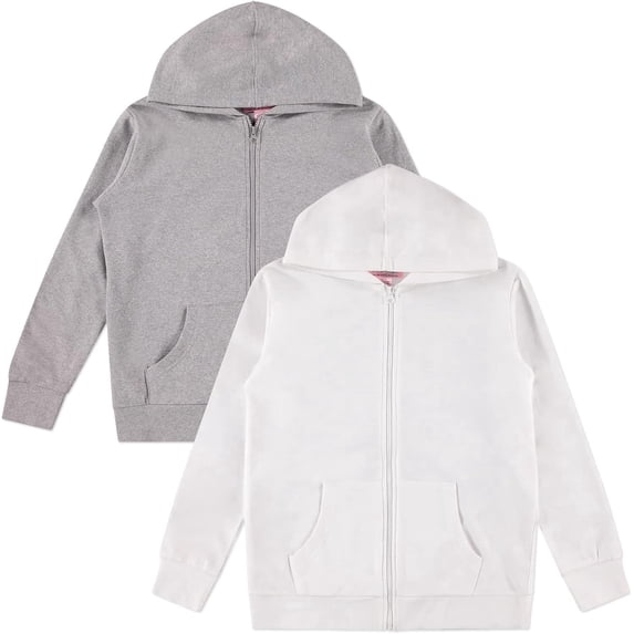 Pink Angel 2-Pack Girls Zip Up Hoodie, Kids Full Zipper Hooded Fashion Sweatshirt