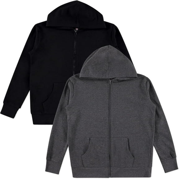 Pink Angel 2-Pack Girls Zip Up Hoodie, Kids Full Zipper Hooded Fashion Sweatshirt