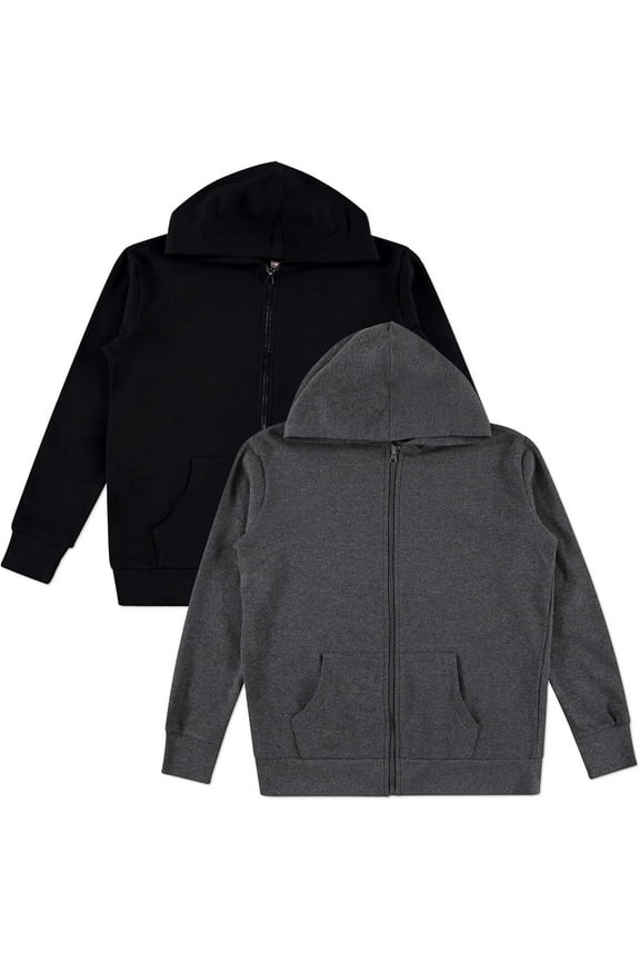 2-Pack Girls Zip Up Hoodie, Kids Full Zipper Hooded Fashion Sweatshirt