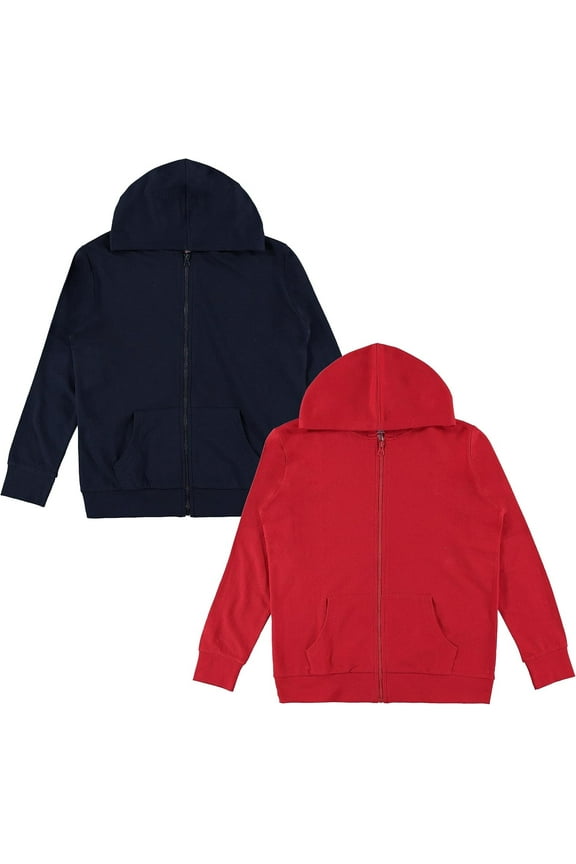 2-Pack Girls Zip Up Hoodie, Kids Full Zipper Hooded Fashion Sweatshirt