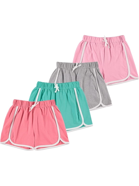 4-Pack Dolphin Shorts for Girls – Soft Cotton Active Shorts with Comfy Elastic Waistband for Gym, Sports & Play