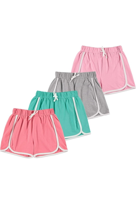 4-Pack Dolphin Shorts for Girls – Soft Cotton Active Shorts with Comfy Elastic Waistband for Gym, Sports & Play