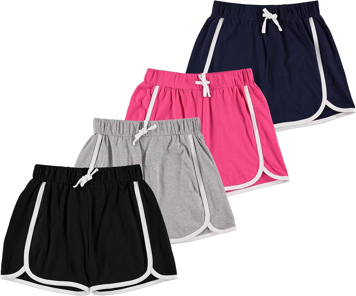 4-Pack Dolphin Shorts for Girls – Soft Cotton Active Shorts with Comfy Elastic Waistband for Gym, Sports & Play