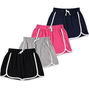 PINK ANGEL 4-Pack Dolphin Shorts for Girls – Soft Cotton Active Shorts with Comfy Elastic Waistband for Gym, Sports & Play