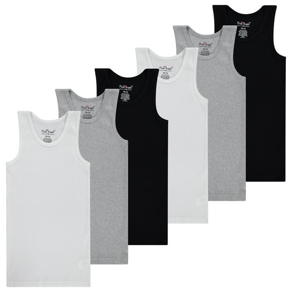 Pink Angel 6-Pack Girls Tank Tops - Girls Undershirts, Trendy Ribbed Sleeveless Summer Shirts - Kids Tank Tops for Girls