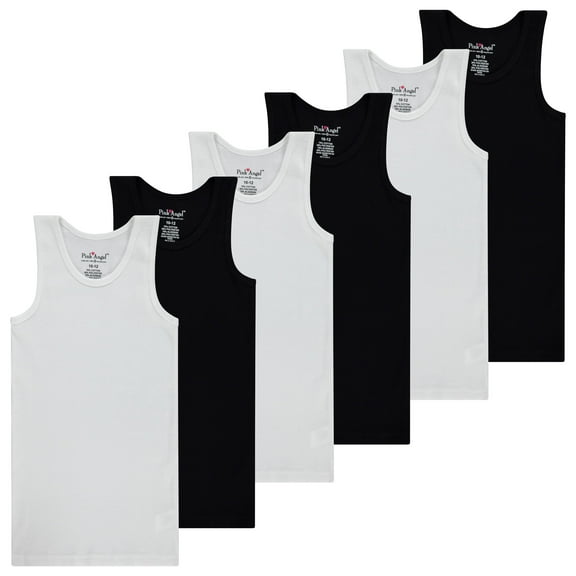 Pink Angel 6-Pack Girls Tank Tops - Girls Undershirts, Trendy Ribbed Sleeveless Summer Shirts - Kids Tank Tops for Girls
