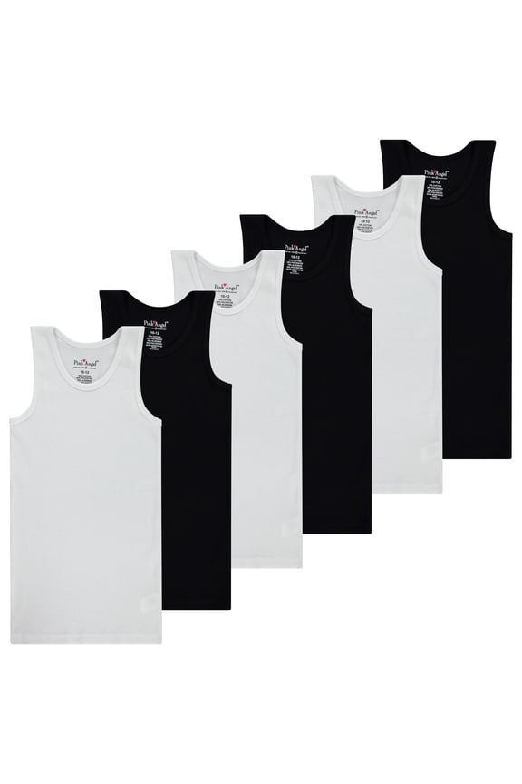 6-Pack Girls Tank Tops - Girls Undershirts, Trendy Ribbed Sleeveless Summer Shirts - Kids Tank Tops for Girls