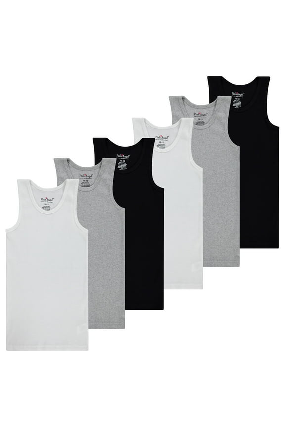 6-Pack Girls Tank Tops - Girls Undershirts, Trendy Ribbed Sleeveless Summer Shirts - Kids Tank Tops for Girls