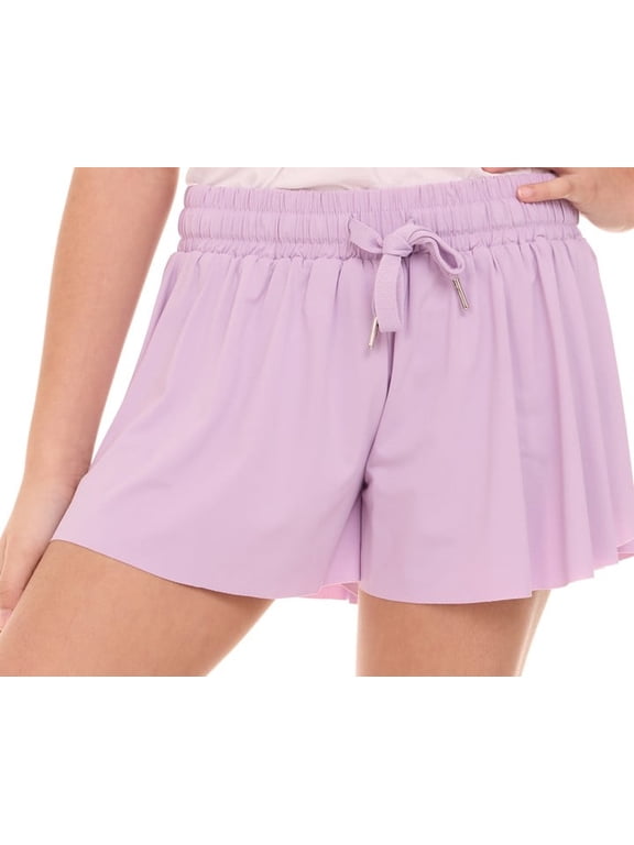 Butterfly Girls’ Flowy Athletic Shorts with Phone Pocket Double Layered Design
