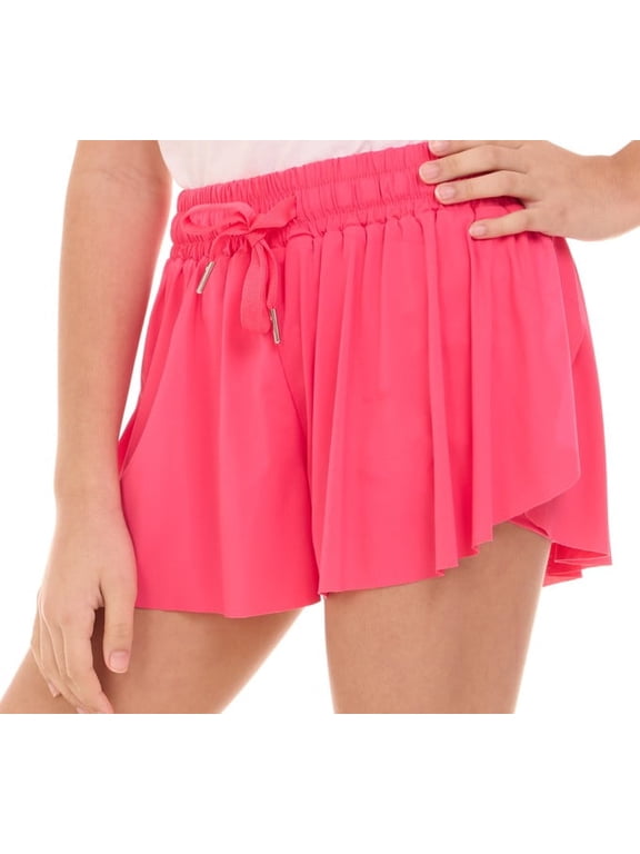Butterfly Girls’ Flowy Athletic Shorts with Phone Pocket Double Layered Design