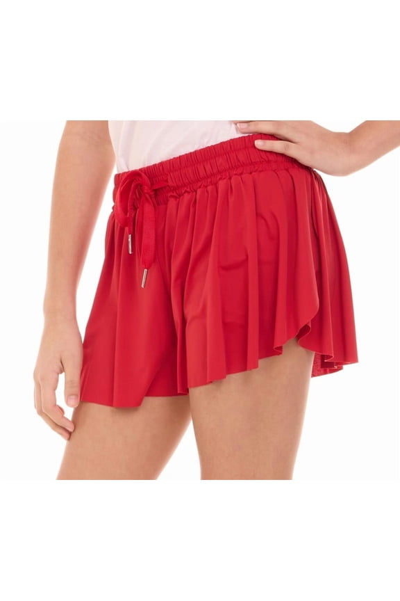 Butterfly Girls’ Flowy Athletic Shorts with Phone Pocket Double Layered Design