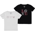 thumbnail image 1 of Pink Angel Girls 2-Pack Ribbed Graphic Tops. Rhinestone Tees, Soft Stretch Everyday Short Sleeve Shirts for Kids Girls, 1 of 8