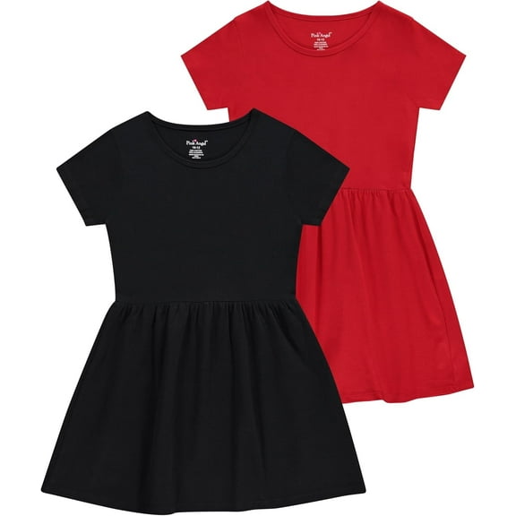 Pink Angel Girls' 2-Pack Short Sleeve Cotton Dresses - Superior Comfort, Breathable, Durable, and Easy Maintenance