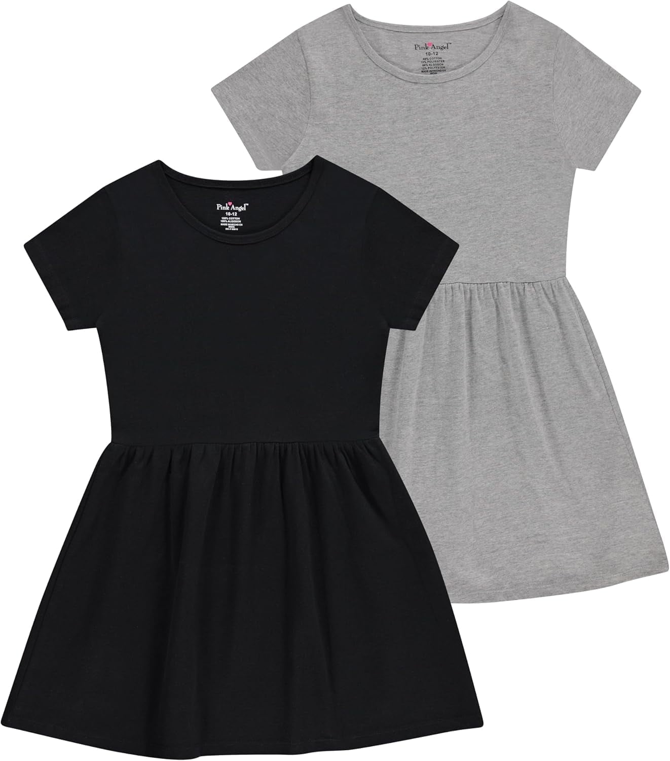 Girls' 2-Pack Short Sleeve Cotton Dresses - Superior Comfort, Breathable, Durable, and Easy Maintenance