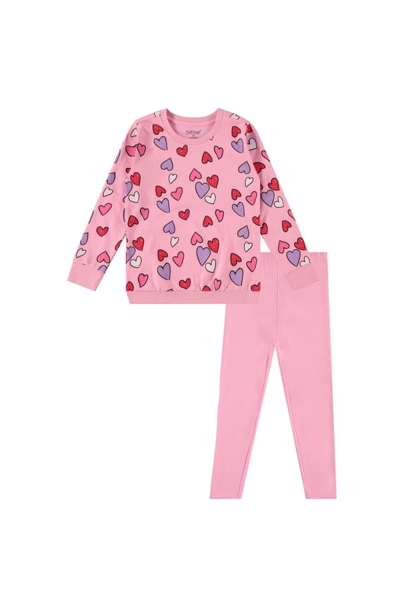 Girls’ 2-Piece Fleece Sweatshirt and Legging Set – Cozy Fall & Winter Outfit with Stylish Prints