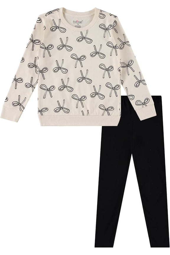 Girls’ 2-Piece Fleece Sweatshirt and Legging Set – Cozy Fall & Winter Outfit with Stylish Prints