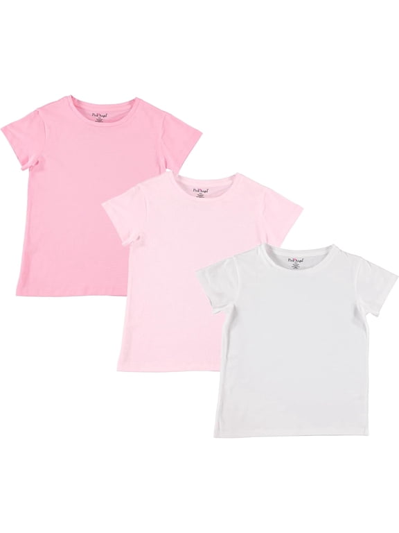 Girls' 3-Pack T-Shirts: Premium Cotton Comfort and Style for School, Play, Camp. Sizes 4 to 16, Tee Shirt 3-Pack