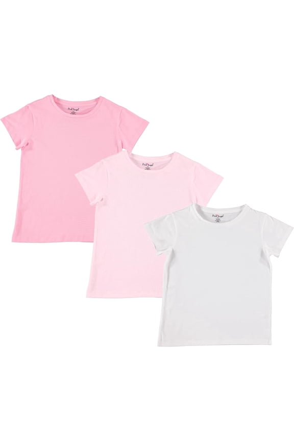 Girls' 3-Pack T-Shirts: Premium Cotton Comfort and Style for School, Play, Camp. Sizes 4 to 16, Tee Shirt 3-Pack