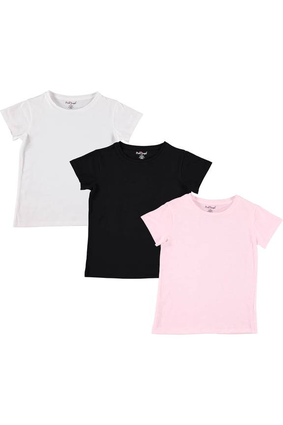 Girls' 3-Pack T-Shirts: Premium Cotton Comfort and Style for School, Play, Camp. Sizes 4 to 16, Tee Shirt 3-Pack