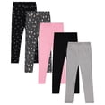 thumbnail image 1 of Pink Angel Girls’ 5-Pack Leggings – Hearts, Bows and Solid Colors in Pink, Black and Gray – Cute and Comfortable Cotton Stretch Pants, 1 of 12
