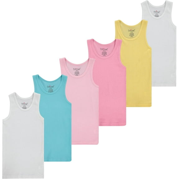 Pink Angel Girls' 6-Pack Ribbed Tank Tops – Sleeveless Undershirts & Everyday Layering Tees