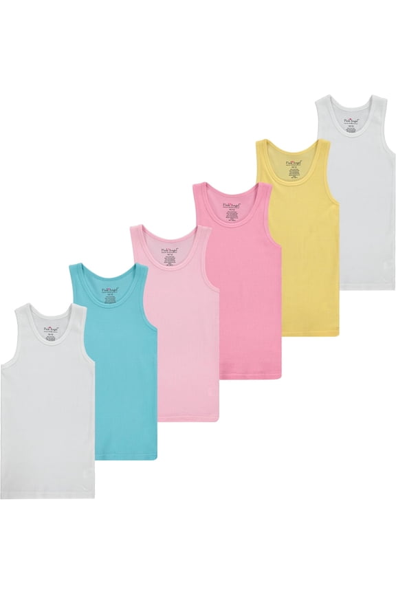Girls' 6-Pack Ribbed Tank Tops – Sleeveless Undershirts & Everyday Layering Tees