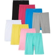 Pink Angel Kids Girls Cotton Spandex Bike Shorts, Solid Plain Sports Activewear Dance Bottoms - 8 Pack, Assorted Colors