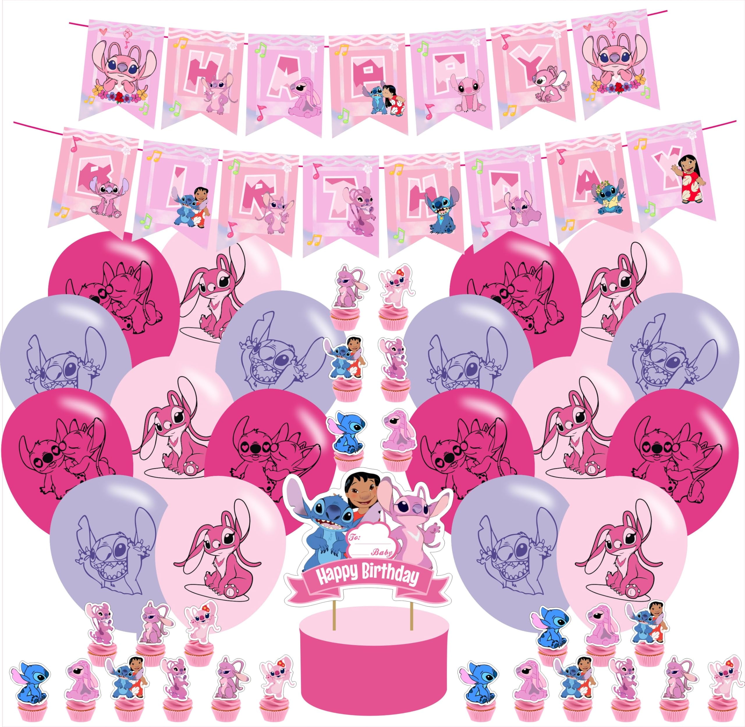 Pink Angel Party Decorations,Birthday Party Supplies AFN1For Cartoon ...