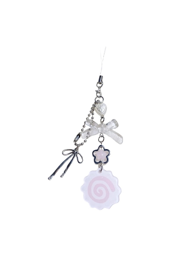 Pink Anime Fish Plate Charm Keychain Lost Design Phone Lanyard Chain For Students Teens Phone Strap