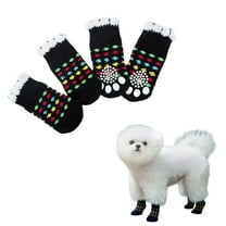 Pink Anti Dog Socks Grip, Hardwood Floor Protectors 4 Pack 2 Inch, Soft Knit Paw Covers, Indoor Scratch Safety, Winter Walking Traction, Breathable Polyester, Washable, Small Medium Breeds