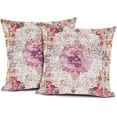 thumbnail image 1 of Pink Antique Persian Throw Pillow Cover Linen Set of 2 Decorative Vintage Throw Pillowcases Cushion Case for Home Decor Living Room Bed Couch Sofa Car Outdoor 18"x18", 1 of 6