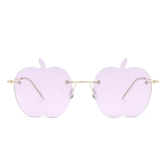 Pink Apple-Shaped Frame Sunglasses - Transparent Lens UV Protection Cute Party & Daily Eyewear