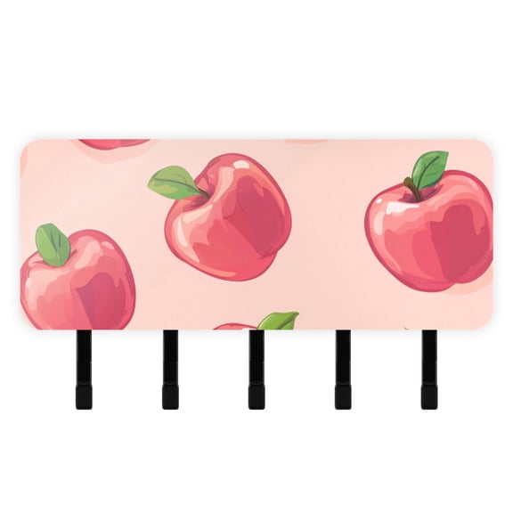 Pink Apples Key Holder for Wall Mail Holder Organizer with 5 Key Hooks Wall Mount Key Rack with Shelf