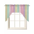 thumbnail image 1 of Pink Aqua Stripe Swag Valances for Windows, Small Curtains Drapes, Yellow Geometric Country Geometric Kitchen Window Curtains Over Sink Window Treatment Valance for Bedroom/Bathroom 56"x36", 1 of 5