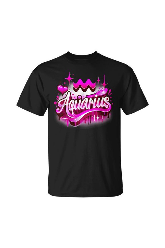 Pink Aquarius Zodiac Star Sign T-Shirt Size S-5XL