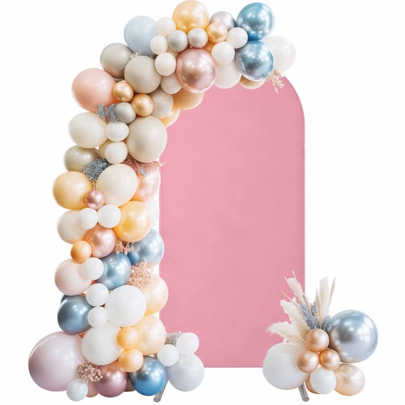 Pink Arch Backdrop Cover 5Ft, Wedding Arch Covers Stretchy Backdrop, Pure Pink Fitted 2 Sided Arched Photo Background for Birthday Party Decorations