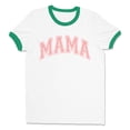 thumbnail image 1 of Pink Arched Mama Ringer Tee Shirt Unisex Large White/Kelly Green, 1 of 5