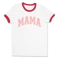 thumbnail image 1 of Pink Arched Mama Ringer Tee Shirt Unisex Large White/Red, 1 of 5