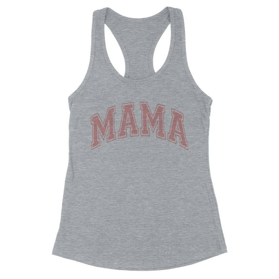 Pink Arched Mama Tank Top Fitted Racerback Women's X-Large Heather Grey
