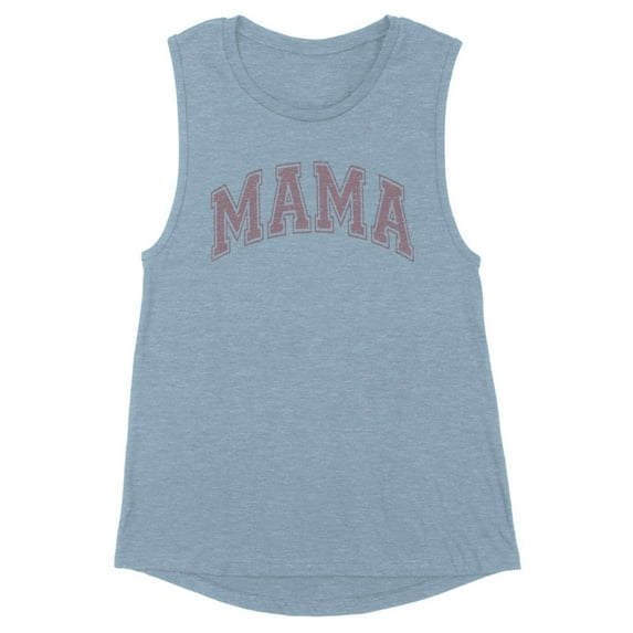 Pink Arched Mama Women's Muscle Tank Medium Stonewash Denim