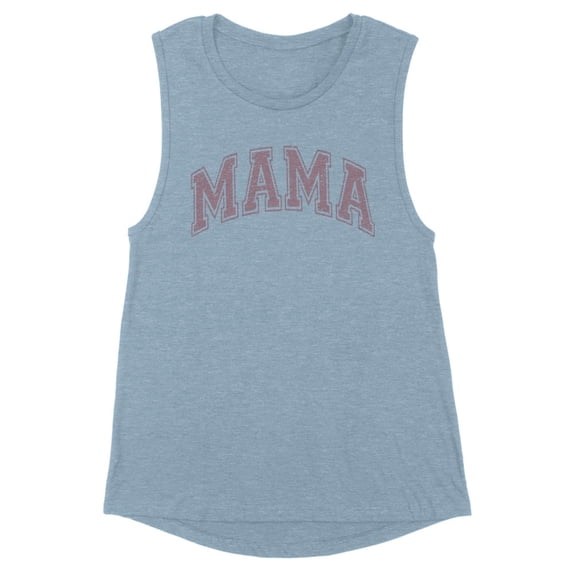 Pink Arched Mama Women's Muscle Tank X-Large Stonewash Denim