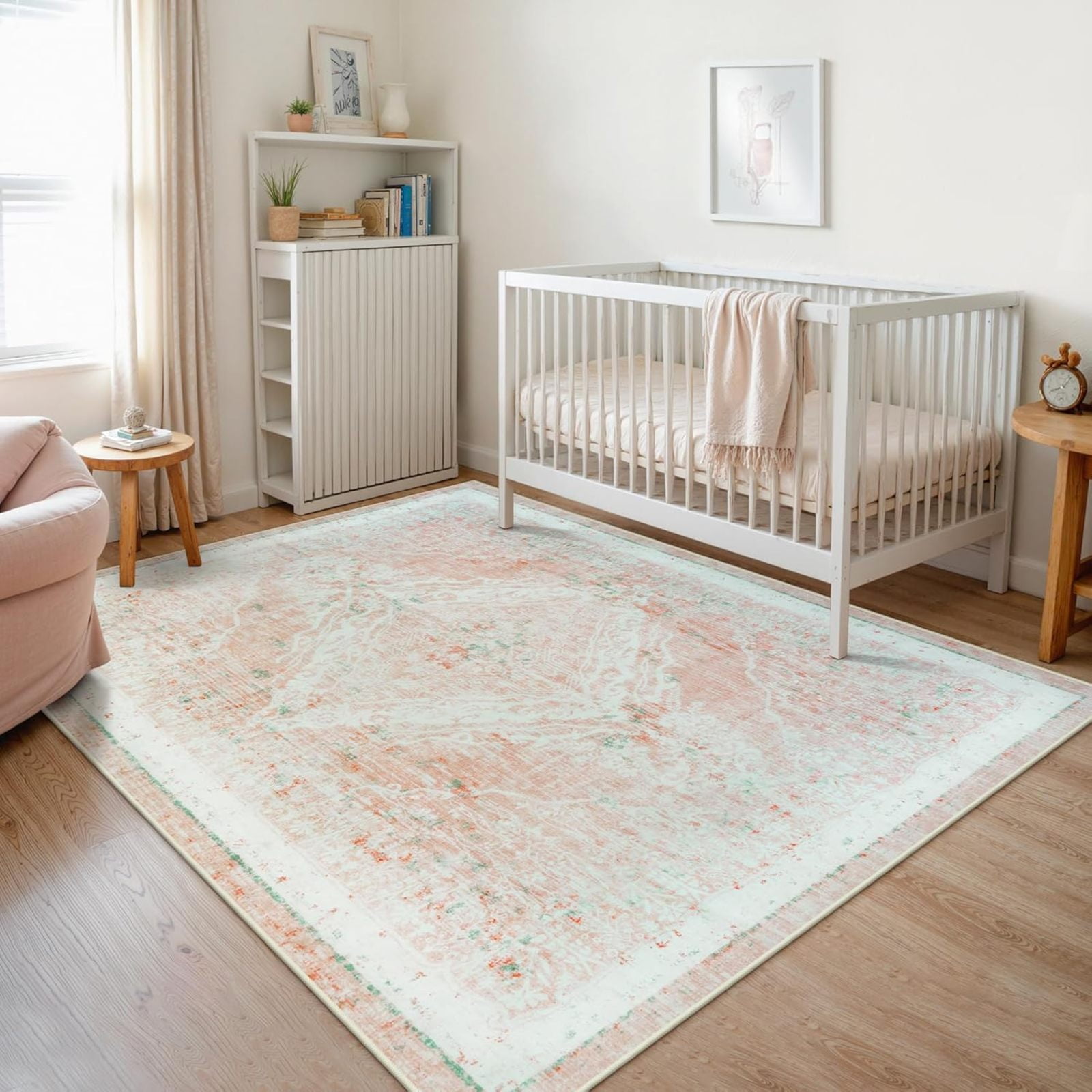 Pink Area Rug Washable Area Rug For Bedroom Girls, Boho Light Pink Rug For  Living Room Nursery, Non-Slip Soft Oriental Farmhouse Carpet Area Rugs For  Girls Room, Kids Playroom 5x6ft - Walmart.com, image size:1600x1600