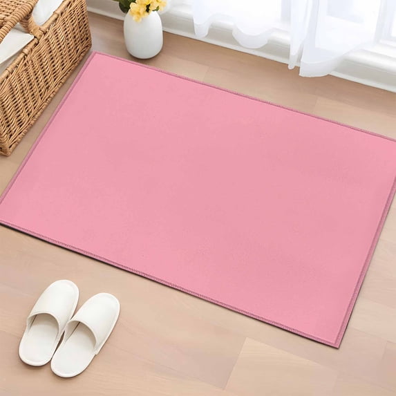 Pink Area Rugs 2x3 for Living Room, Farmhouse Solid Pink Color Modern Art Non Slip Washable Rug Runner, Low Pile Indoor Floor Carpet Mat Bathroom Rugs for Bedroom, Kids Room