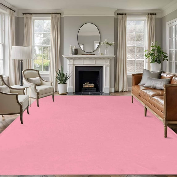 Pink Area Rugs 5x7 for Living Room, Farmhouse Solid Pink Color Modern Art Non Slip Washable Rug Runner, Low Pile Indoor Floor Carpet Mat Bathroom Rugs for Bedroom, Kids Room